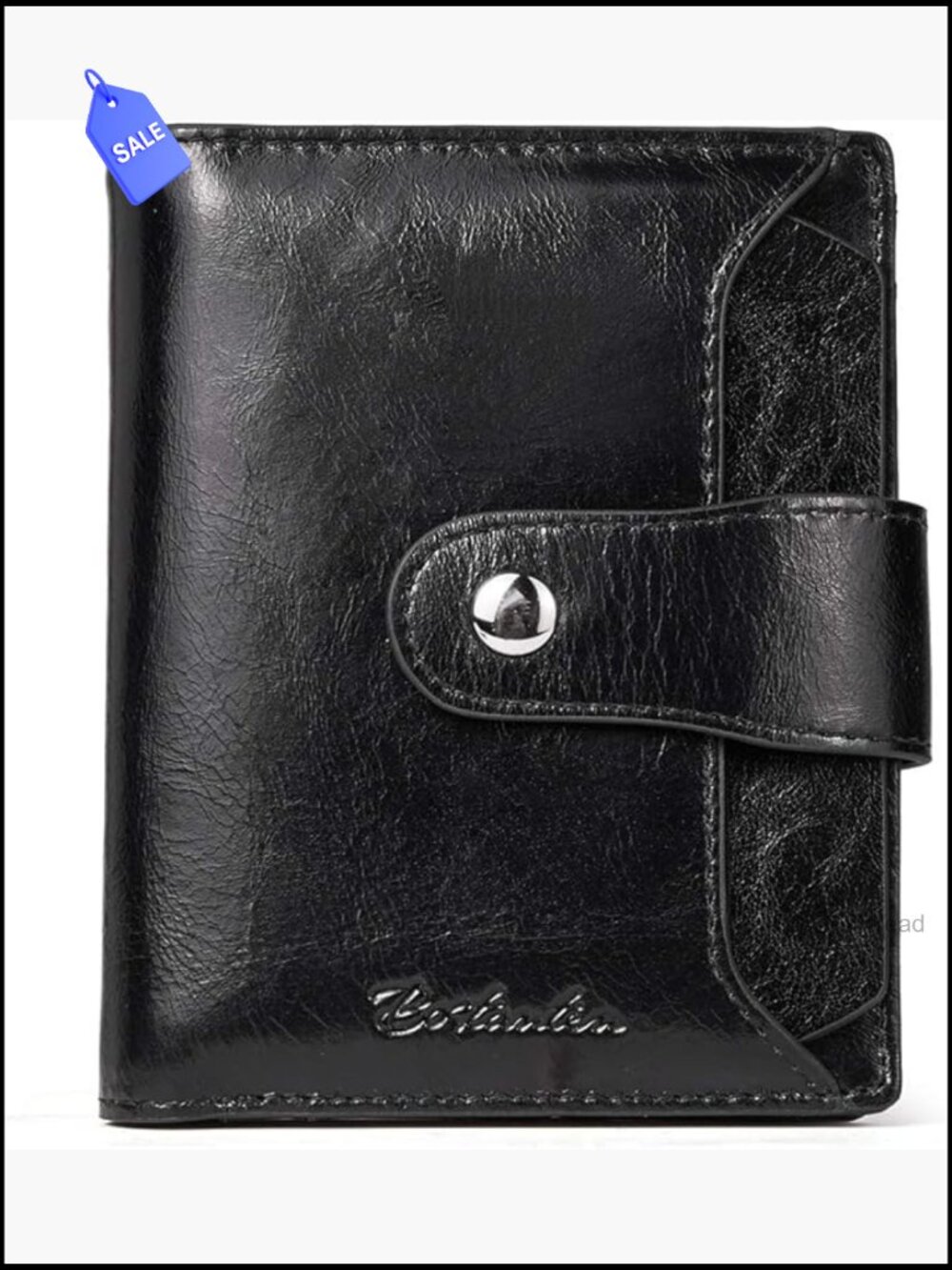 Genuine Leather RFID Blocking Bifold Wallet with ID Window and Zipper Pocket